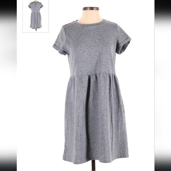 LOFT Babydoll Dress Womens Small Heathered Minimal Oversized Preppy Classic - Picture 1 of 7